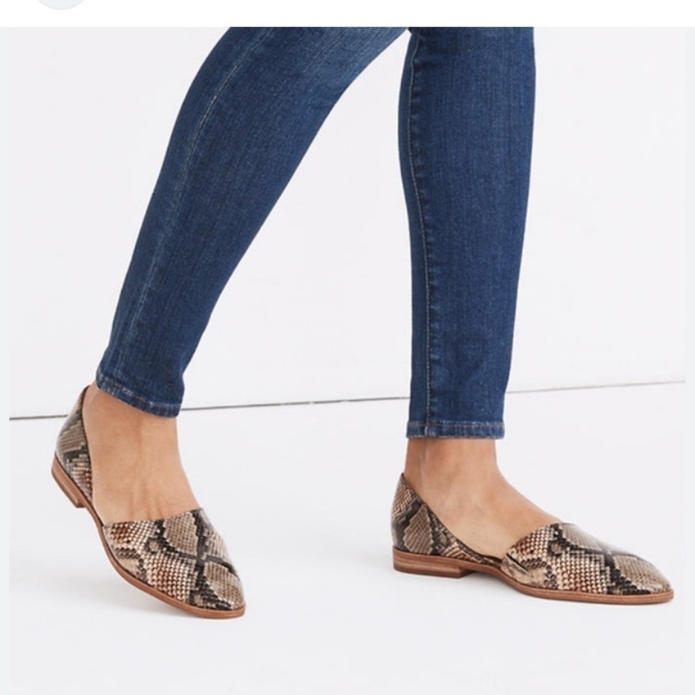 Madewell The Marisa D'Orsay Flat in Snake Embossed Leather